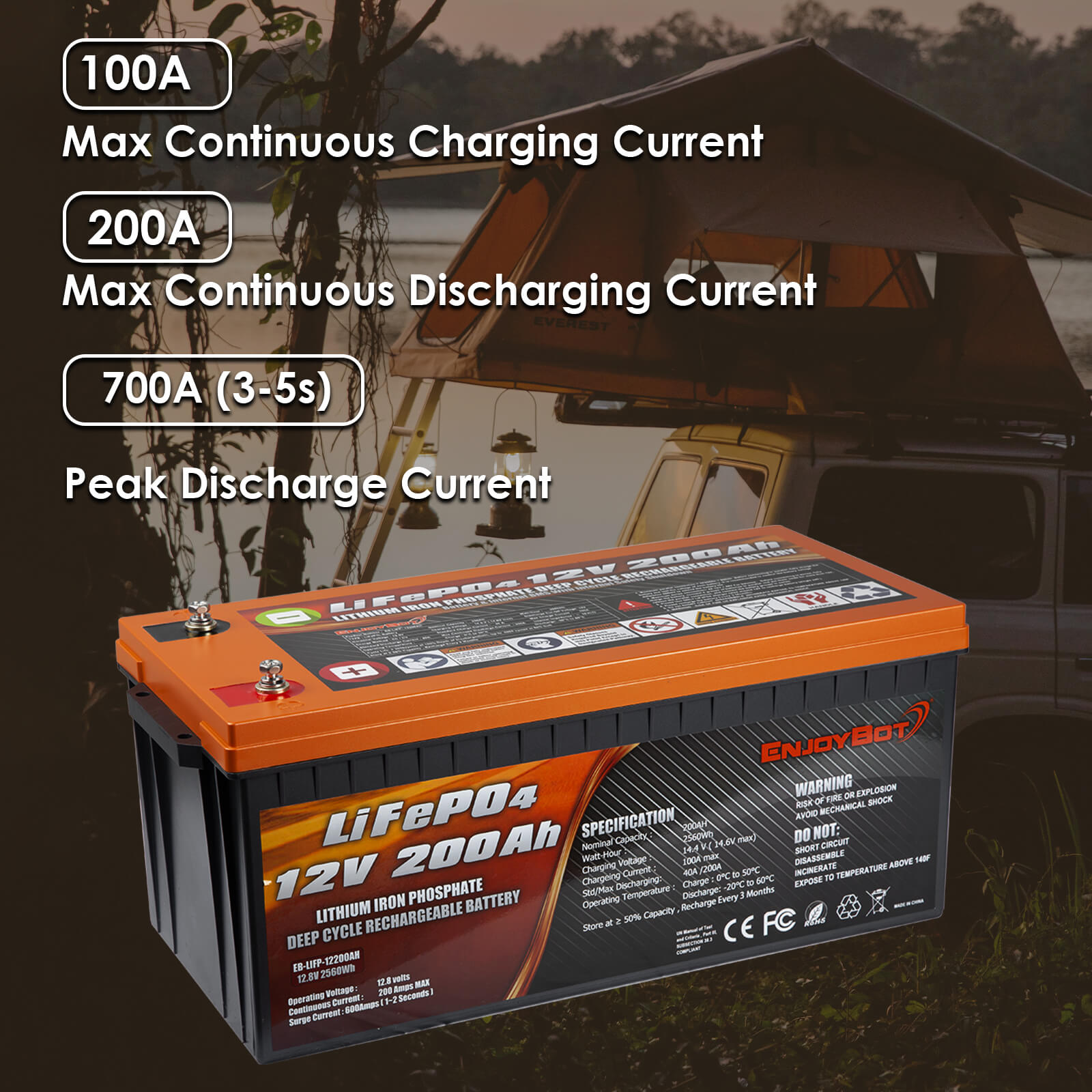 ENJOYBOT 12V 100AH LiFePO4 Lithium Battery, Group 31 Battery, 1280