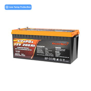 [FLASH SALE] Enjoybot 12V 200AH LiFePO4 Lithium Battery High & Low Temp Protection Deep Cycle Rechargeable 2560Wh - Built With 200A BMS