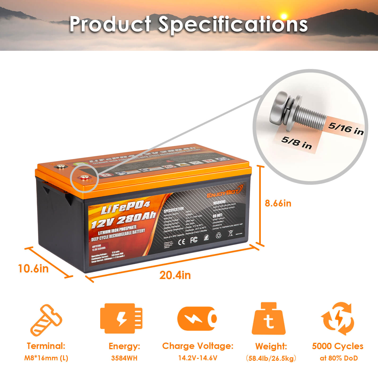ENJOYBOT 12 V 280 Ah LiFePO4-Lithium-Batterie, Hoch- und Tieftemperatu –  Enjoybot Official Store