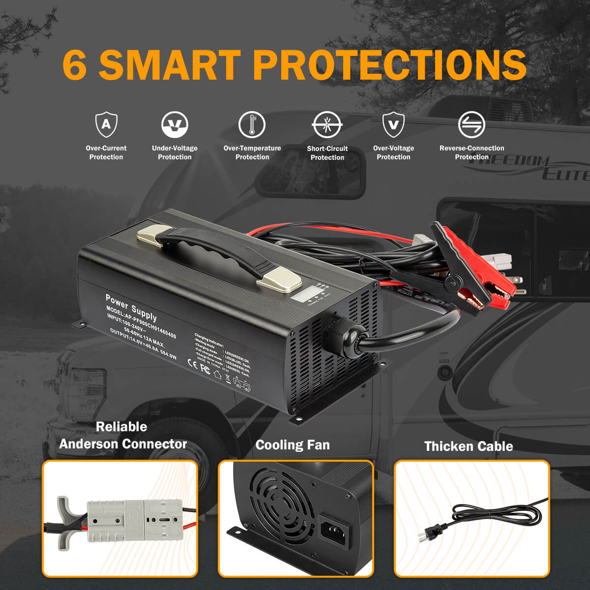 Enjoybot 14.6V (12V) 40A Dual-Purpose Lithium Battery Charger - 6 smart protection