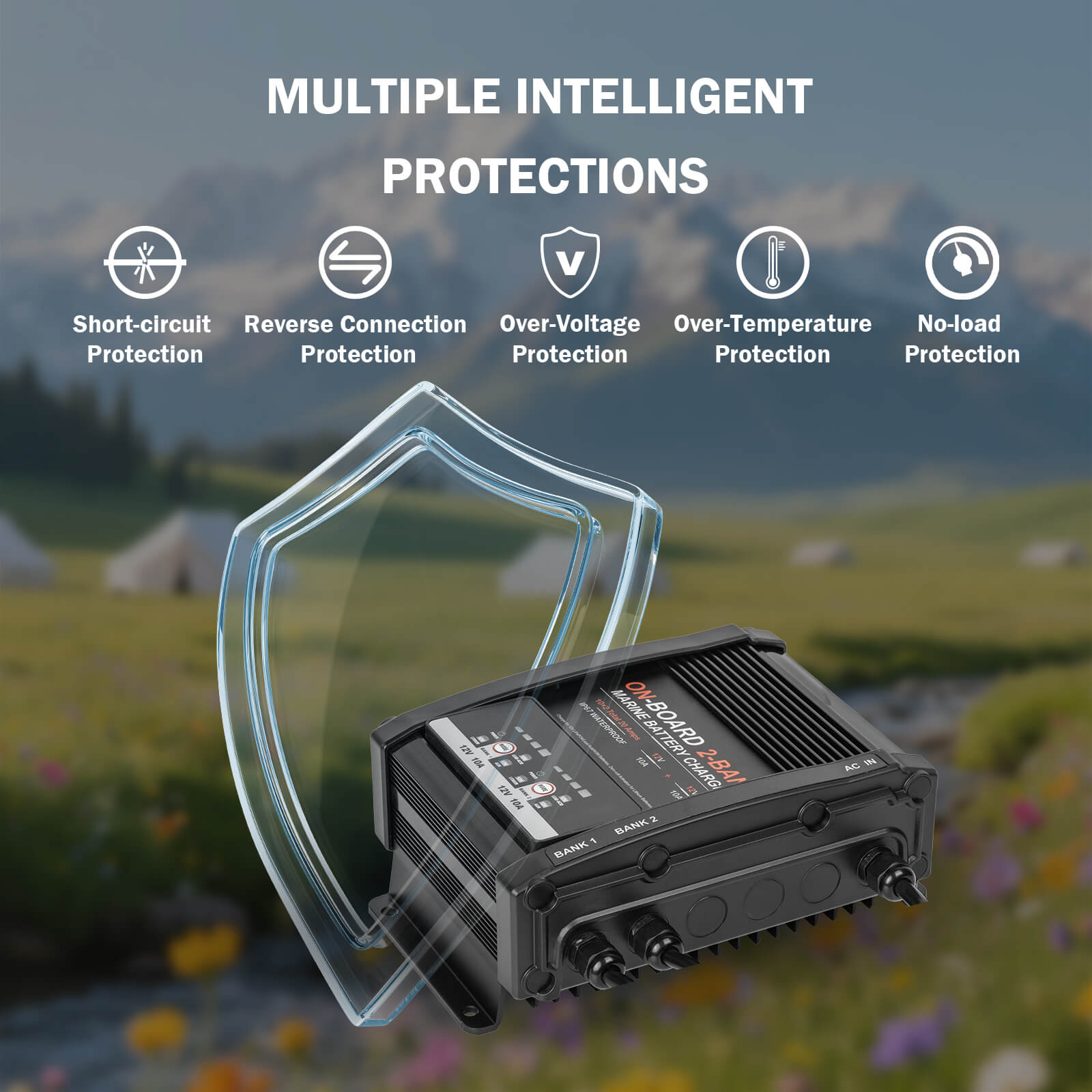 Enjoybot 2 Bank 12V 10A On-Board Marine Battery Charger