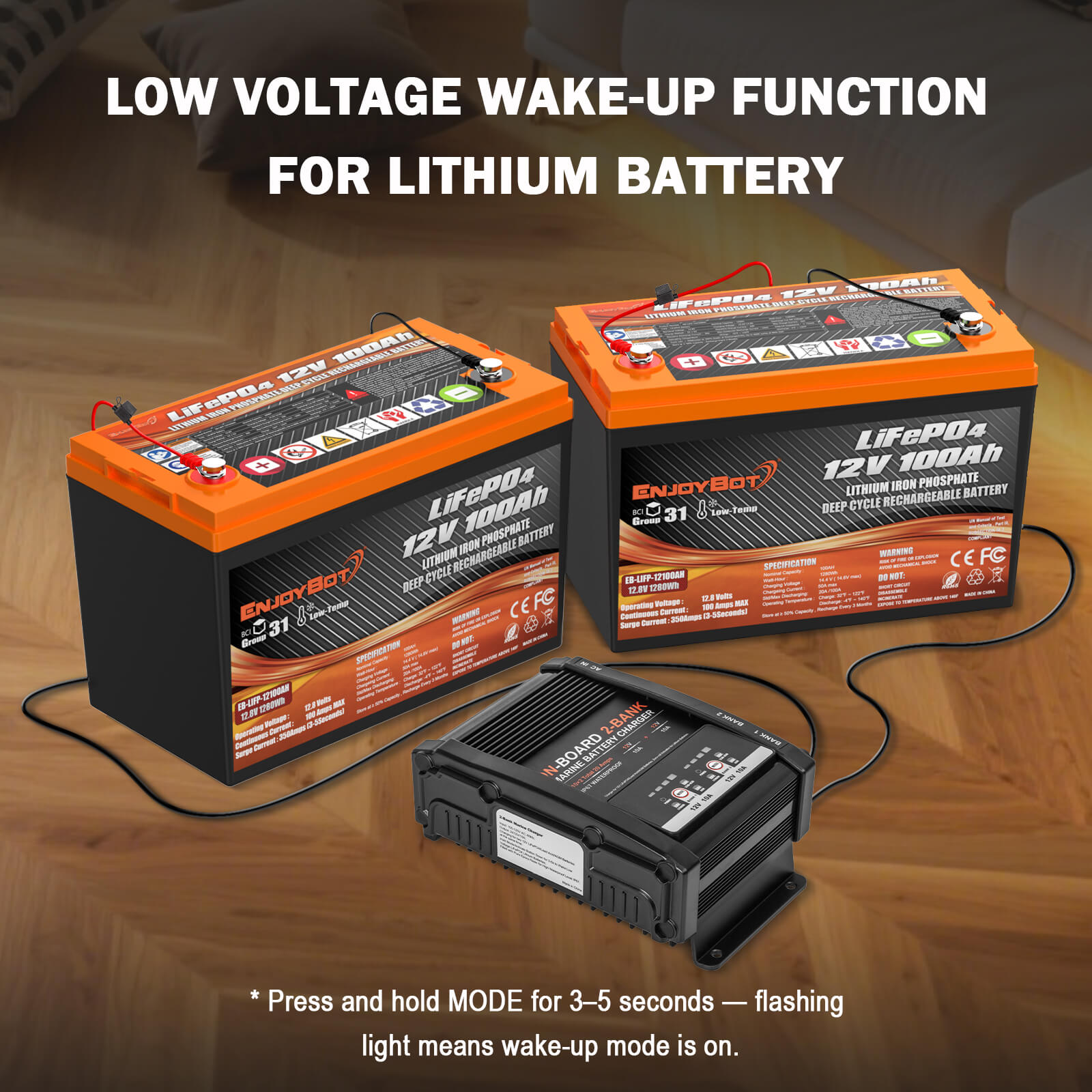 Enjoybot 2 Bank 12V 10A On-Board Marine Battery Charger