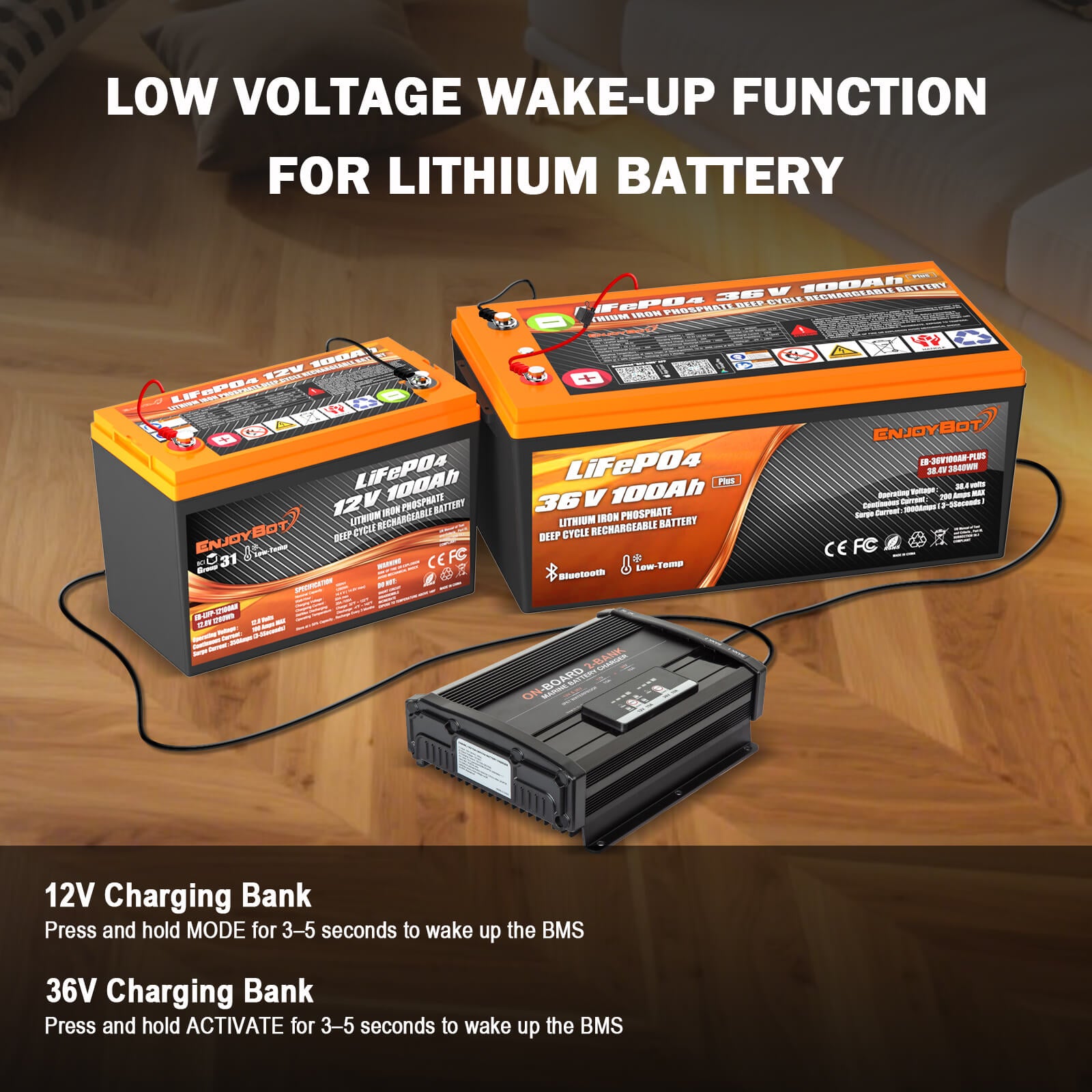 Enjoybot 2 Bank 12V 15A + 36V 10A On-Board Marine Battery Charger