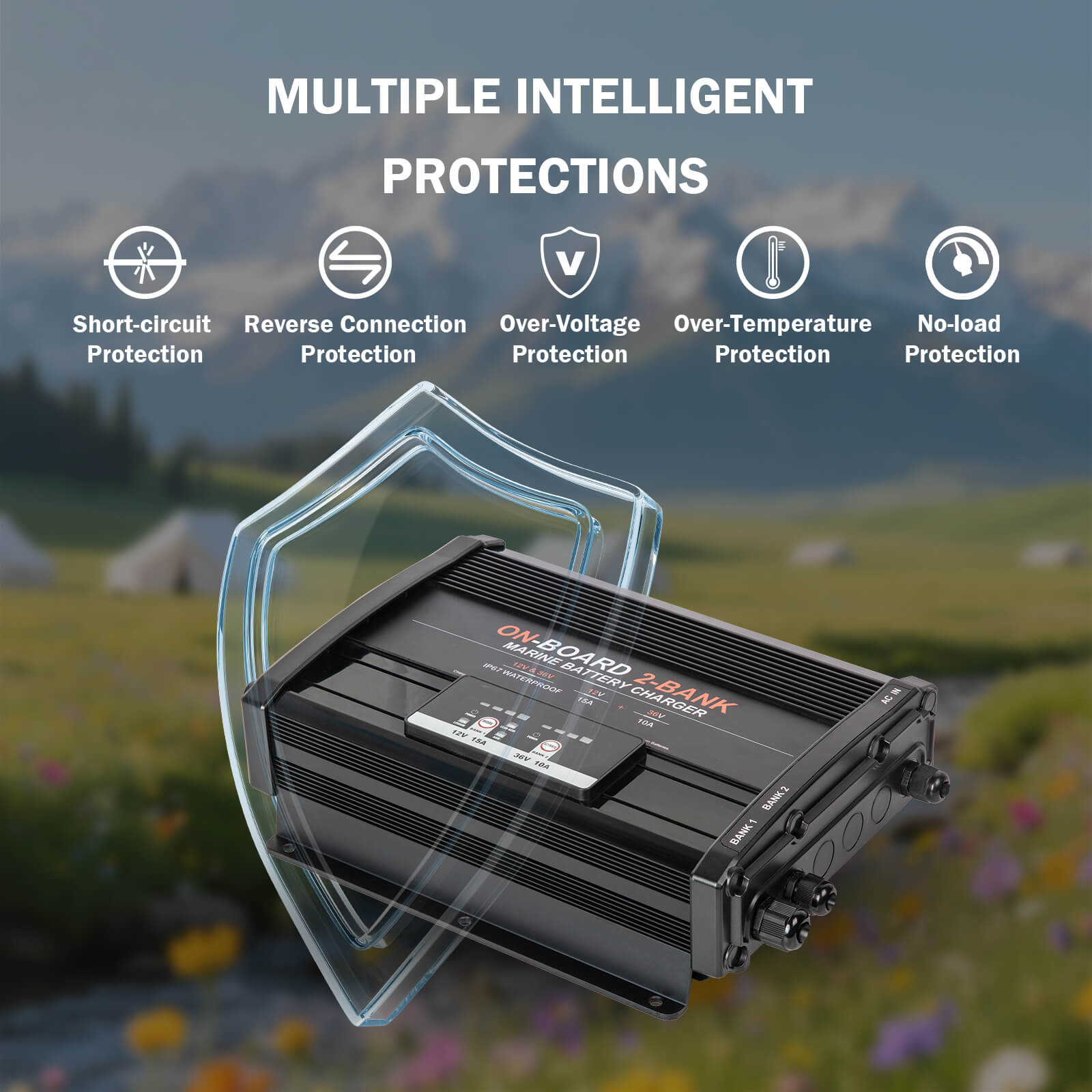 Enjoybot 2 Bank 12V 15A + 36V 10A On-Board Marine Battery Charger