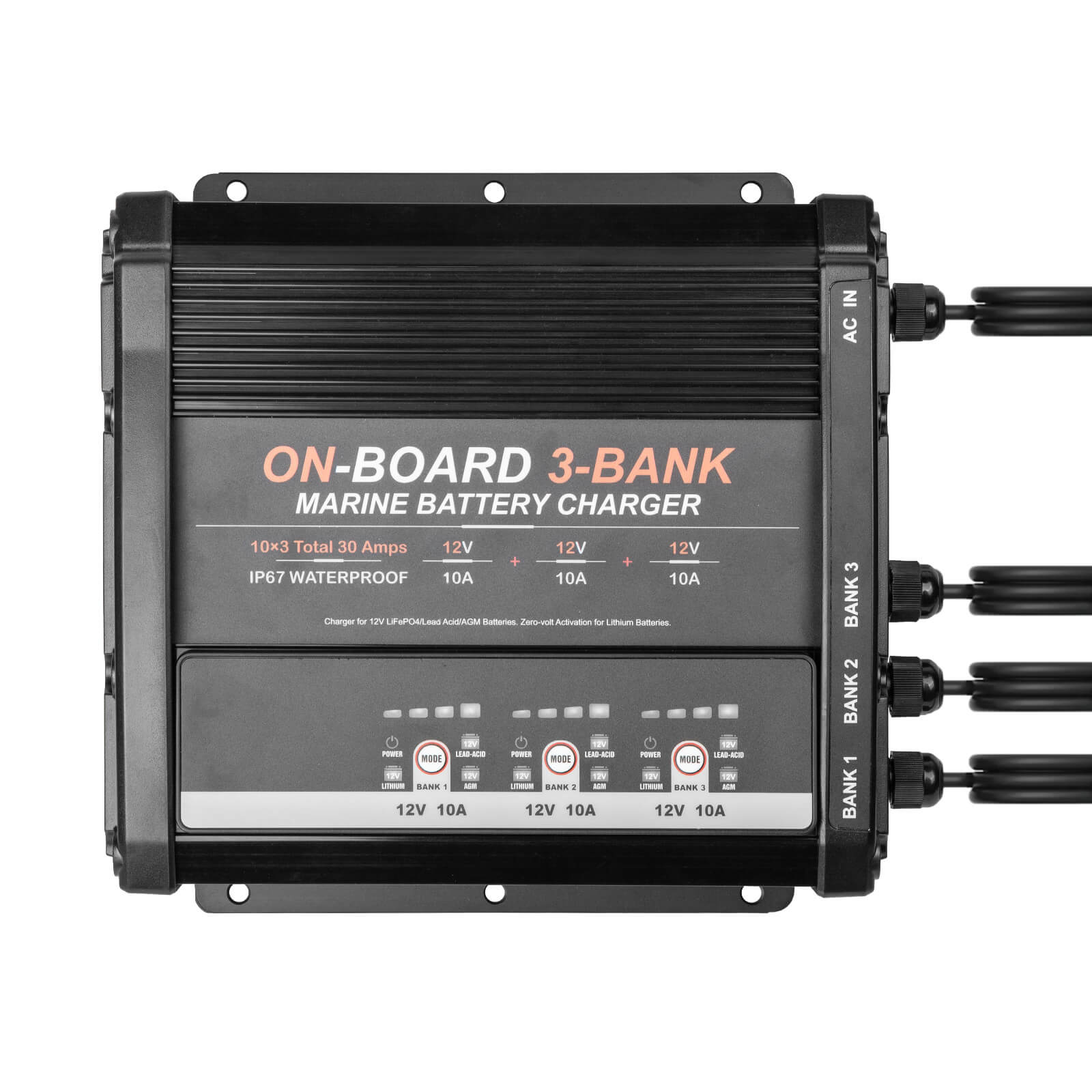 Enjoybot 3 Bank 12V 10A On-Board Marine Battery Charger