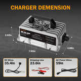 Enjoybot 58.4V 10A Mountable Dual-Purpose LiFePO4 Lithium Golf Cart Battery Charger Waterproof