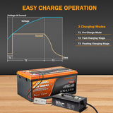 Enjoybot 58.4V 15A Mountable LiFePO4 Lithium Battery Charger for 48V Battery with Ring Terminal