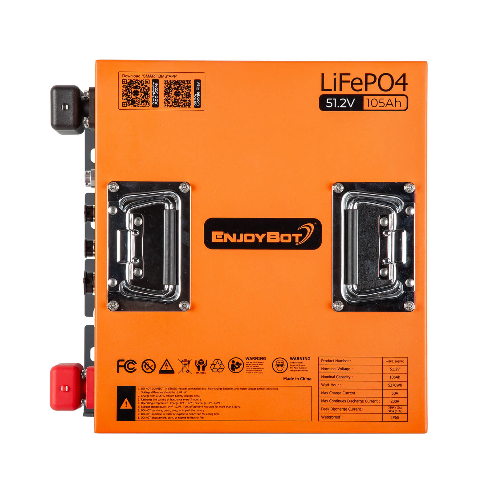 Enjoybot 48V (51.2V) 105AH Mini Lithium Golf Cart Battery Conversion Kit with Bluetooth, 200A BMS, All-in-one Kit